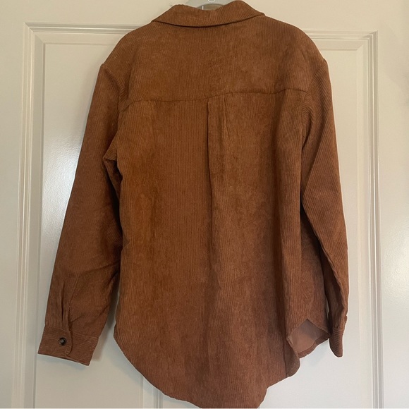 Camel brown corduroy button up shacket - Picture 3 of 3
